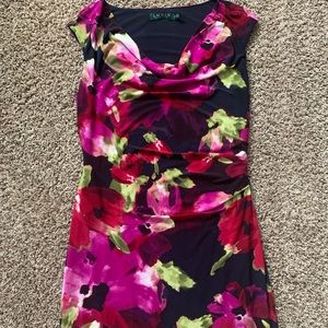 Lauren Ralph Lauren Floral Print Cowl Neck Dress